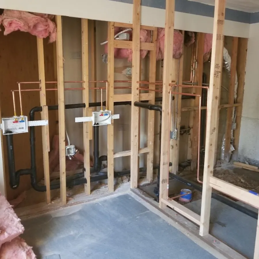 Copper pipe rough-in and plumbing installation in Whitefish Bay